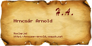 Hrncsár Arnold névjegykártya